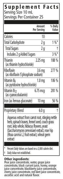 Floradix® Iron + Herbs Liquid Herbal Supplement supplement facts || 8.5 oz