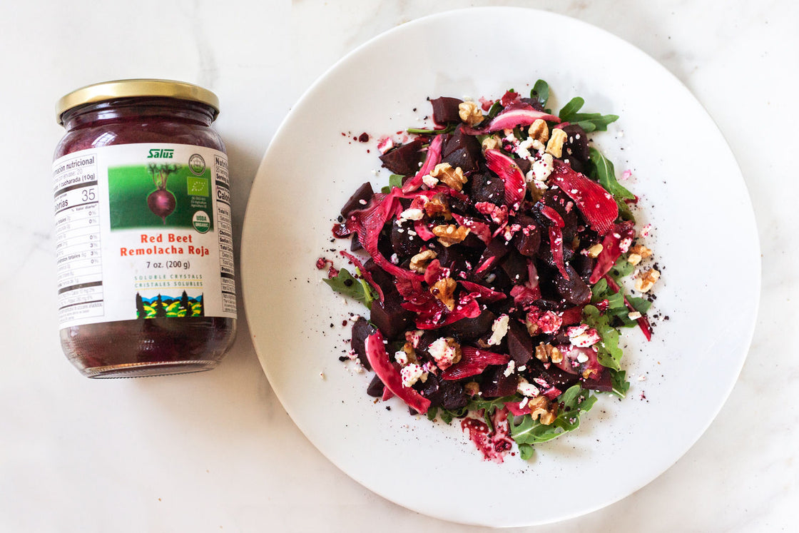 Delicious & Nutritious Beet Feta Salad—With Red Beet Crystals 3 Ways