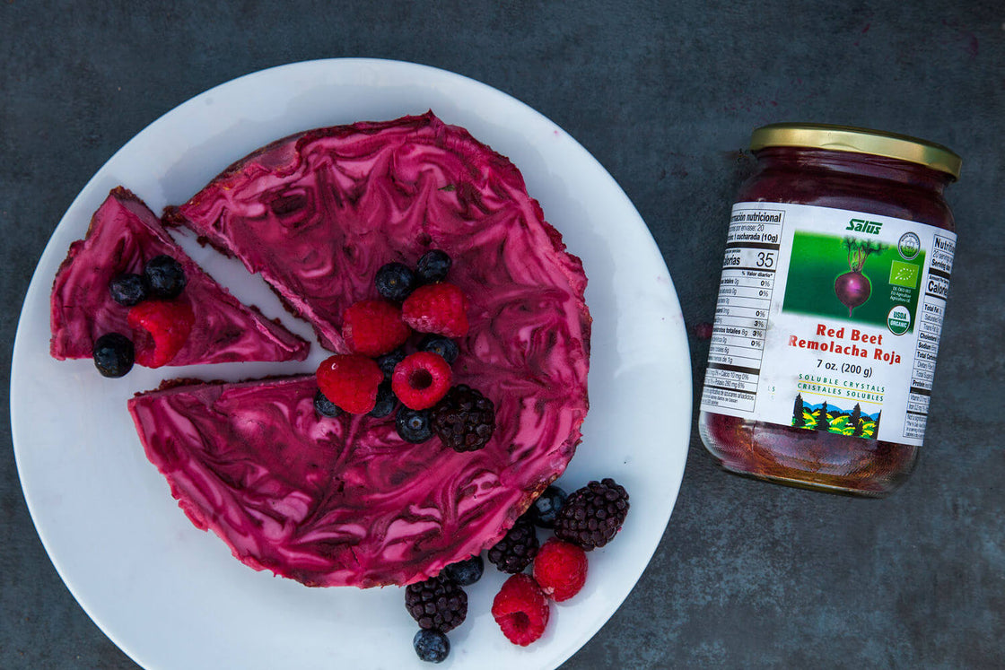 No-Bake Vegan Cheesecake With Red Beet Crystals—It's Out of This Swirled!