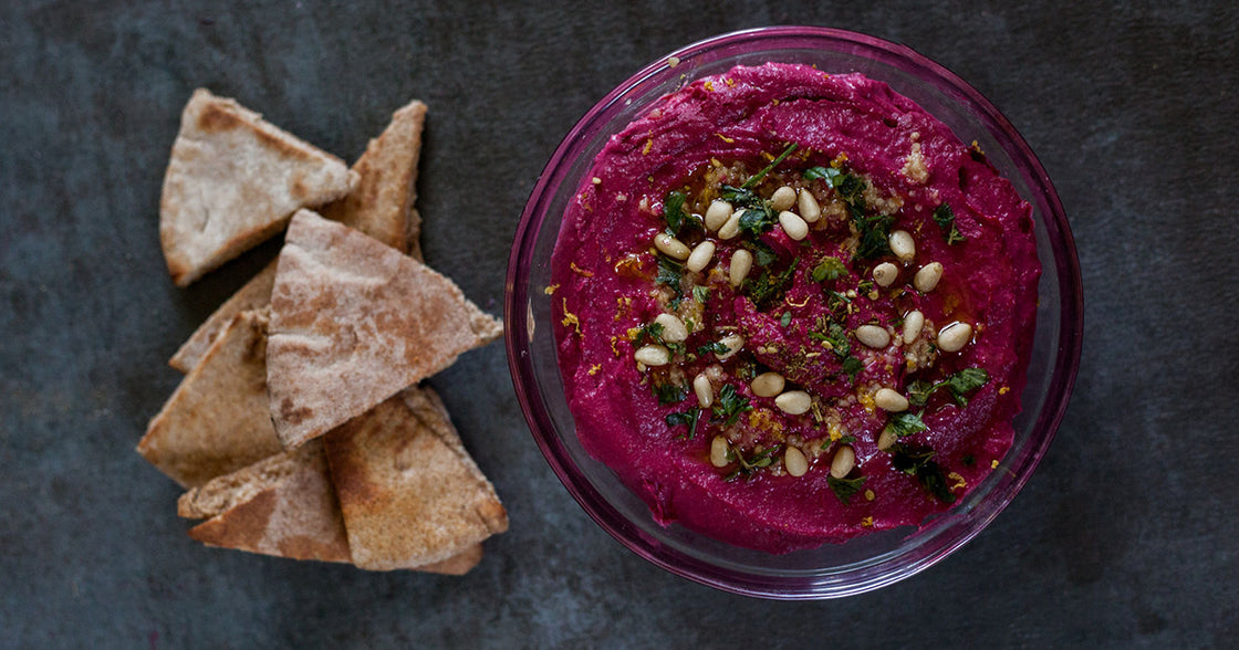 Red Beet Hummus with Red Beet Crystals: The Perfect Snack & Party Pleaser