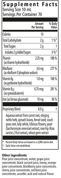 Floradix® Iron + Herbs Liquid Herbal Supplement supplement facts || 23 oz