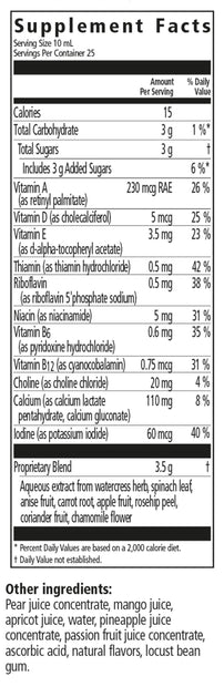 Floradix Kinder Love® Gluten-Free Children's Multivitamin Liquid Extract supplement facts || 8.5 oz