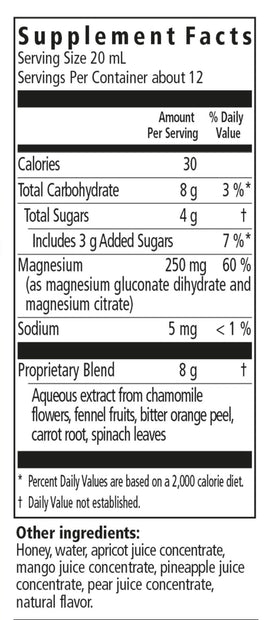 Floradix Magnesium Liquid Herbal & Mineral Supplement supplement facts || 8.5 oz