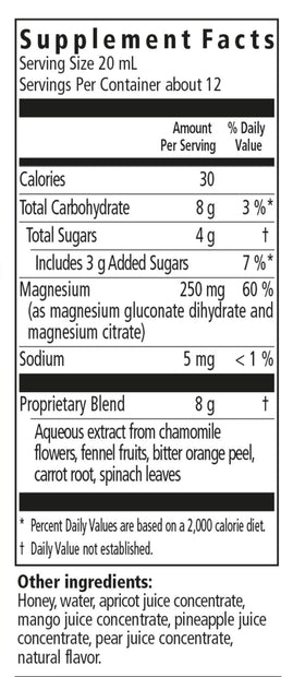 Floradix Magnesium Liquid Herbal & Mineral Supplement supplement facts || 8.5 oz
