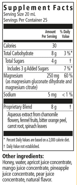 Floradix Magnesium Liquid Herbal & Mineral Supplement supplement facts || 17 oz